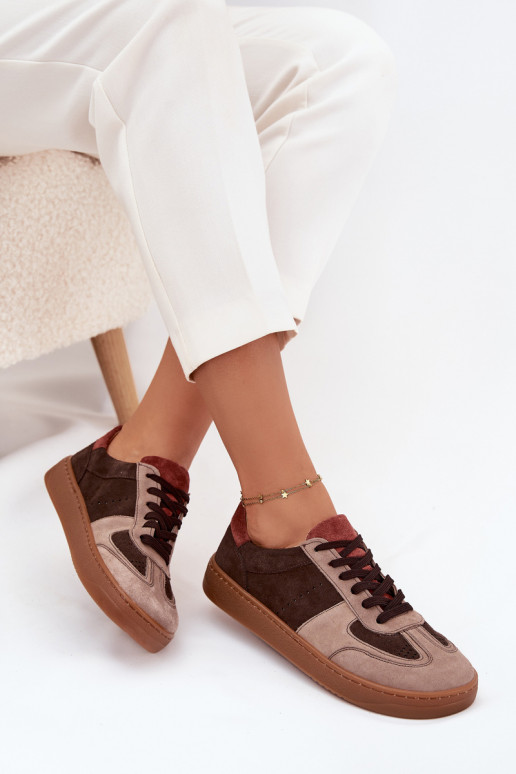 Oda iš zomšos Sneakers modelio batai Barefoot Moteriškas Zazoo N1277 rudos spalvos