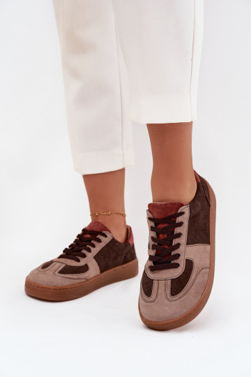 Oda iš zomšos Sneakers modelio batai Barefoot Moteriškas Zazoo N1277 rudos spalvos 2