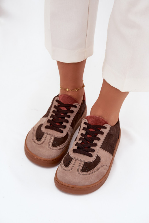 Oda iš zomšos Sneakers modelio batai Barefoot Moteriškas Zazoo N1277 rudos spalvos