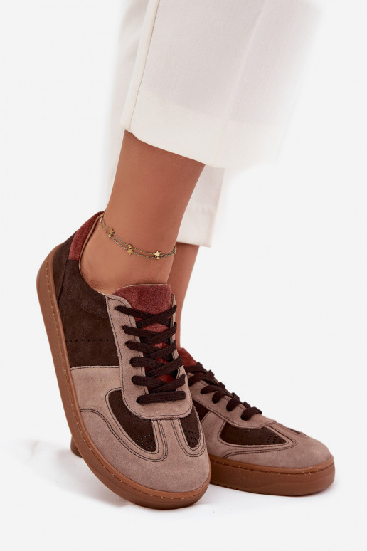 Oda iš zomšos Sneakers modelio batai Barefoot Moteriškas Zazoo N1277 rudos spalvos