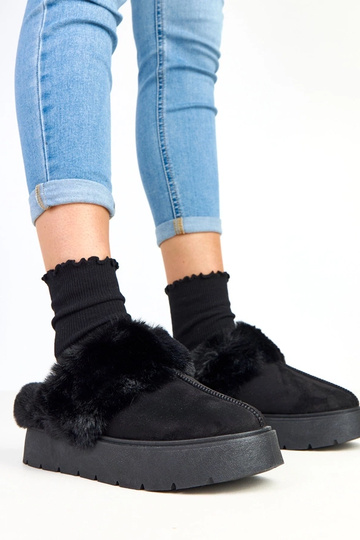 Juodi trumpi, kailiu šildomi sniego batai su guma Eija