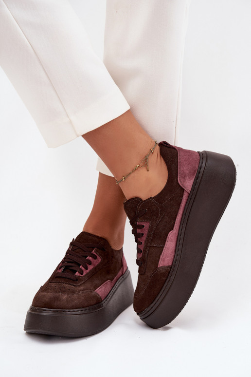 Sneakers modelio batai MoteriškassuĮjungtaturalnego iš zomšosu su platforma Zazoo N1265S3 CzekoladoĮe Sneakers modelio batai MoteriškassuĮjungtaturalnego iš zomšosu su platforma Zazoo N1265S3 CzekoladoĮe
