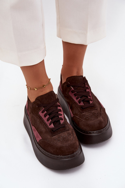 Sneakers modelio batai MoteriškassuĮjungtaturalnego iš zomšosu su platforma Zazoo N1265S3 CzekoladoĮe Sneakers modelio batai MoteriškassuĮjungtaturalnego iš zomšosu su platforma Zazoo N1265S3 CzekoladoĮe