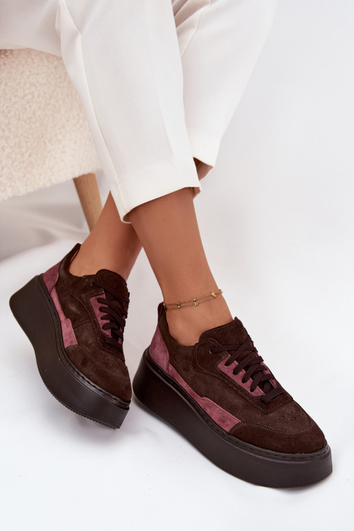 Sneakers modelio batai MoteriškassuĮjungtaturalnego iš zomšosu su platforma Zazoo N1265S3 CzekoladoĮe Sneakers modelio batai MoteriškassuĮjungtaturalnego iš zomšosu su platforma Zazoo N1265S3 CzekoladoĮe