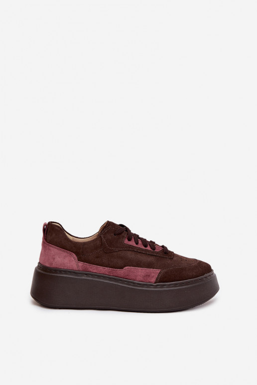 Sneakers modelio batai MoteriškassuĮjungtaturalnego iš zomšosu su platforma Zazoo N1265S3 CzekoladoĮe Sneakers modelio batai MoteriškassuĮjungtaturalnego iš zomšosu su platforma Zazoo N1265S3 CzekoladoĮe