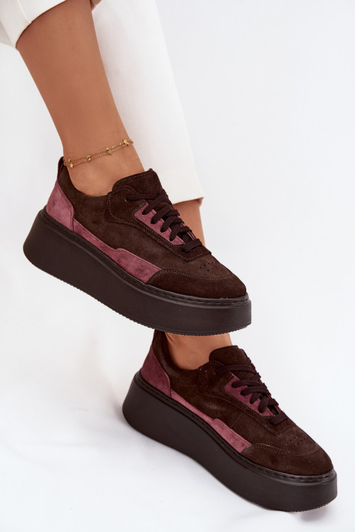 Sneakers modelio batai MoteriškassuĮjungtaturalnego iš zomšosu su platforma Zazoo N1265S3 CzekoladoĮe Sneakers modelio batai MoteriškassuĮjungtaturalnego iš zomšosu su platforma Zazoo N1265S3 CzekoladoĮe