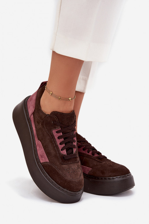 Sneakers modelio batai MoteriškassuĮjungtaturalnego iš zomšosu su platforma Zazoo N1265S3 CzekoladoĮe Sneakers modelio batai MoteriškassuĮjungtaturalnego iš zomšosu su platforma Zazoo N1265S3 CzekoladoĮe