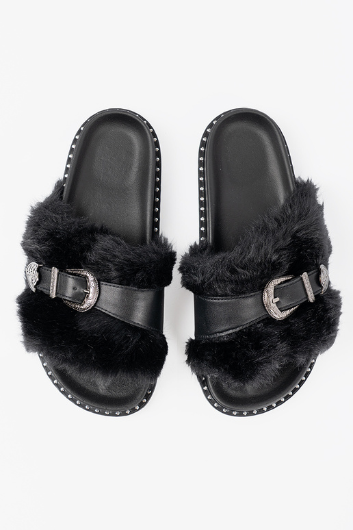 Šlepetės z ekofutra z dekoracyjną klamrą