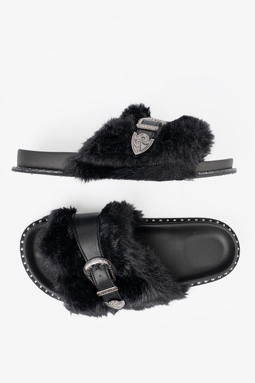 Šlepetės z ekofutra z dekoracyjną klamrą