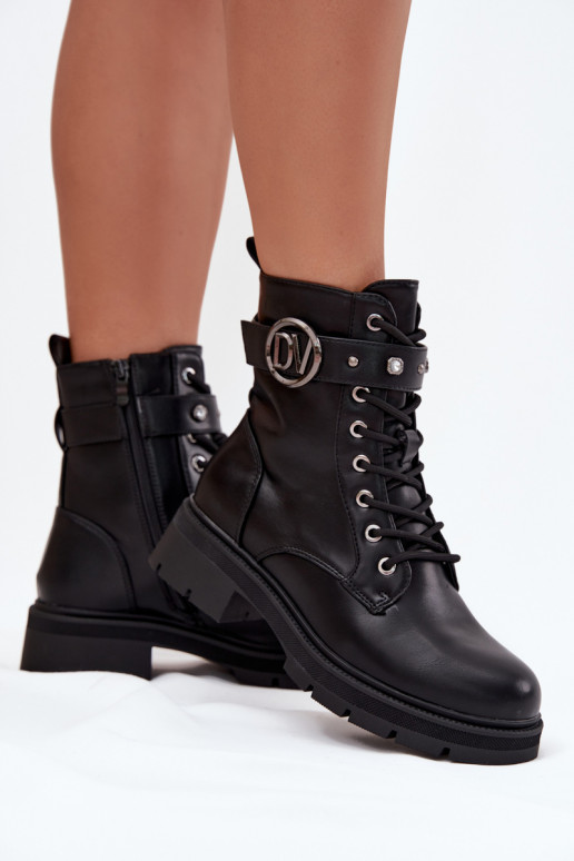 Moteriški pašiltinti darbiniai kulkšnies batai su puošniomis detalėmis, juodos spalvos, Talyssa Moteriški pašiltinti darbiniai kulkšnies batai su puošniomis detalėmis, juodos spalvos, Talyssa