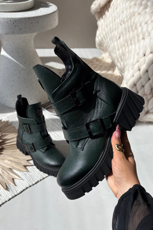 Odiniai pašiltinti moteriški aulinukai su sagtimis ir puošniais detaliais, Zazoo 60482, chaki spalvos Odiniai pašiltinti moteriški aulinukai su sagtimis ir puošniais detaliais, Zazoo 60482, chaki spalvos