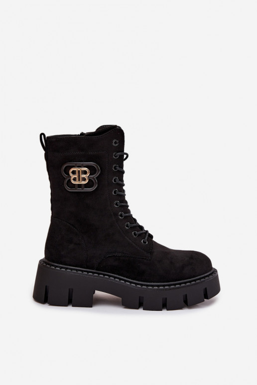 Pašiltinti aulinukai ir nokerai moteriški su ornamentais juodos spalvos Melisse