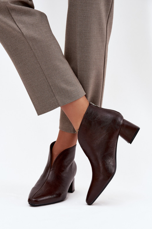 Šokoladinės spalvos moteriški aulinukai su kulniukais iš ekologiškos odos Rylina