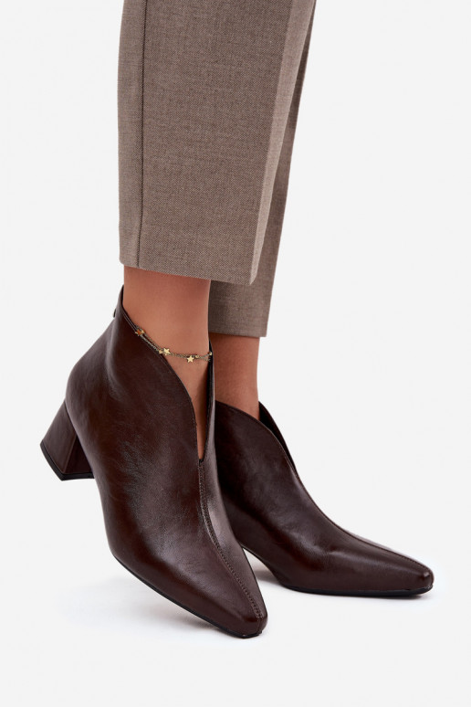 Šokoladinės spalvos moteriški aulinukai su kulniukais iš ekologiškos odos Rylina