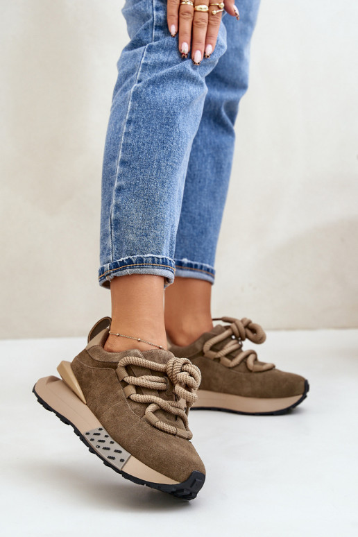 iš zomšos Sneakers modelio batai Moteriškas su platformasuGrubym Suvarstymasm Artiker 54C1466 rudos spalvos iš zomšos Sneakers modelio batai Moteriškas su platformasuGrubym Suvarstymasm Artiker 54C1466 rudos spalvos