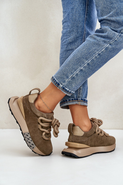 iš zomšos Sneakers modelio batai Moteriškas su platformasuGrubym Suvarstymasm Artiker 54C1466 rudos spalvos iš zomšos Sneakers modelio batai Moteriškas su platformasuGrubym Suvarstymasm Artiker 54C1466 rudos spalvos