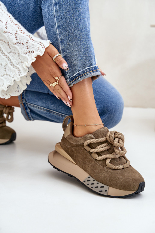 iš zomšos Sneakers modelio batai Moteriškas su platformasuGrubym Suvarstymasm Artiker 54C1466 rudos spalvos iš zomšos Sneakers modelio batai Moteriškas su platformasuGrubym Suvarstymasm Artiker 54C1466 rudos spalvos