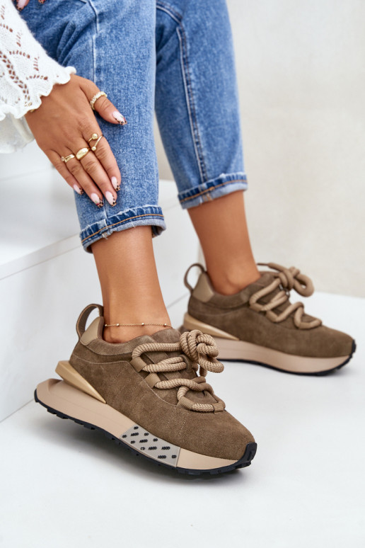 iš zomšos Sneakers modelio batai Moteriškas su platformasuGrubym Suvarstymasm Artiker 54C1466 rudos spalvos iš zomšos Sneakers modelio batai Moteriškas su platformasuGrubym Suvarstymasm Artiker 54C1466 rudos spalvos
