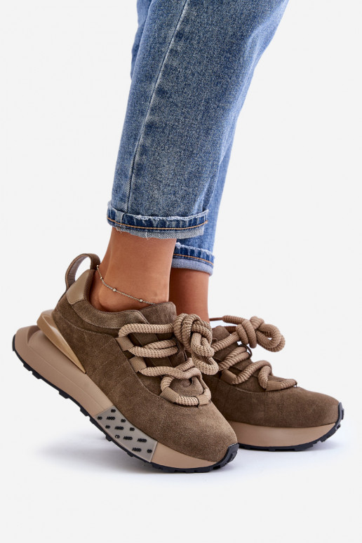 iš zomšos Sneakers modelio batai Moteriškas su platformasuGrubym Suvarstymasm Artiker 54C1466 rudos spalvos iš zomšos Sneakers modelio batai Moteriškas su platformasuGrubym Suvarstymasm Artiker 54C1466 rudos spalvos