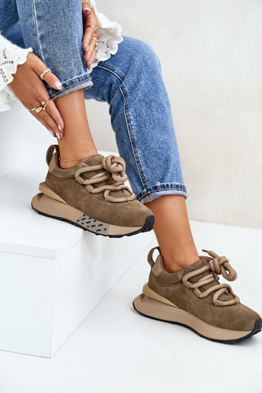 iš zomšos Sneakers modelio batai Moteriškas su platformasuGrubym Suvarstymasm Artiker 54C1466 rudos spalvos iš zomšos Sneakers modelio batai Moteriškas su platformasuGrubym Suvarstymasm Artiker 54C1466 rudos spalvos