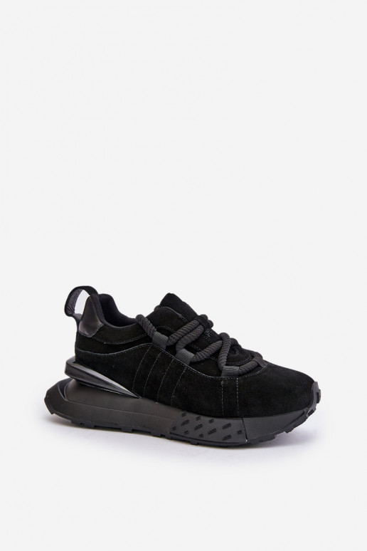 iš zomšos Sneakers modelio batai Moteriškas su platformasuGrubym Suvarstymasm Artiker 54C1464 juodos spalvos