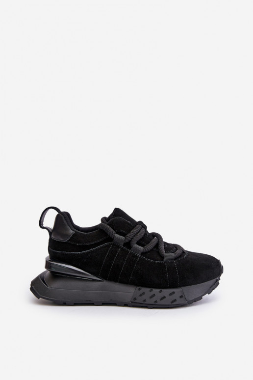 iš zomšos Sneakers modelio batai Moteriškas su platformasuGrubym Suvarstymasm Artiker 54C1464 juodos spalvos