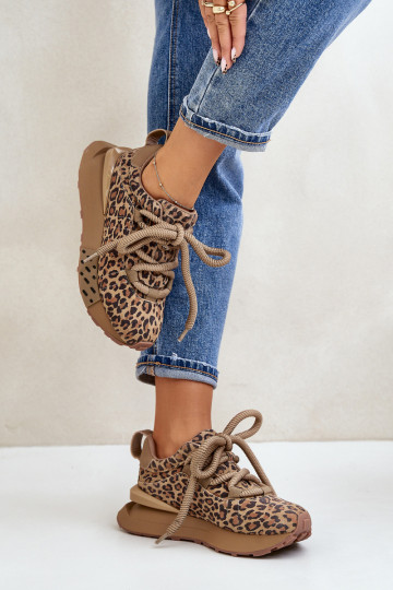 iš zomšos Sneakers modelio batai Moteriškas su platformasuGrubym Suvarstymasm su leopardo kailio raštais Artiker 55C0135 rudos s