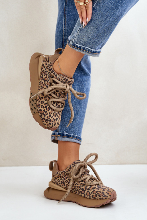 iš zomšos Sneakers modelio batai Moteriškas su platformasuGrubym Suvarstymasm su leopardo kailio raštais Artiker 55C0135 rudos s