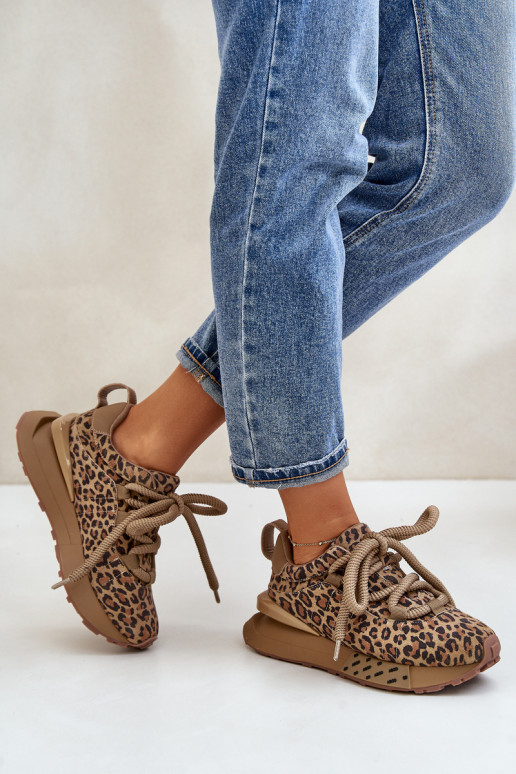 iš zomšos Sneakers modelio batai Moteriškas su platformasuGrubym Suvarstymasm su leopardo kailio raštais Artiker 55C0135 rudos s