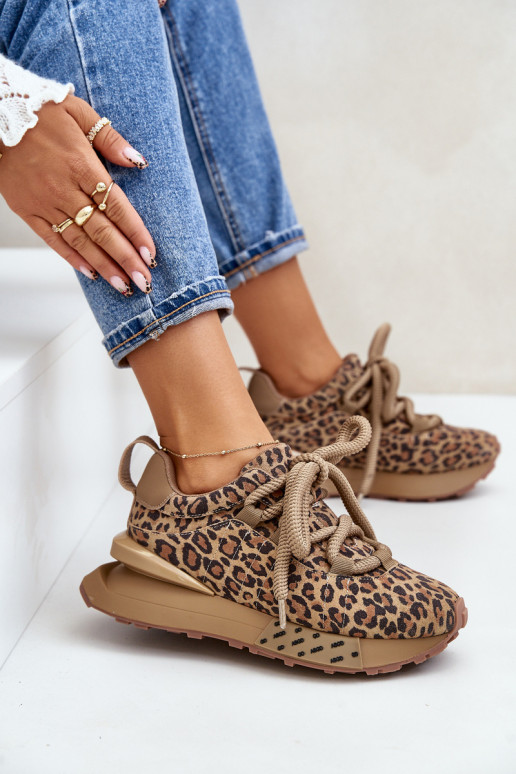 iš zomšos Sneakers modelio batai Moteriškas su platformasuGrubym Suvarstymasm su leopardo kailio raštais Artiker 55C0135 rudos s