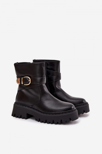 pašiltinti Moteriški aulinukai su aukso spalvos sagtimis juodos spalvos Elanore