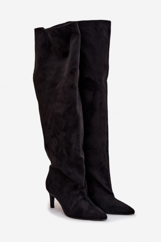 moteriški ilgaauliai batai su plonais kulniukais Įsispiriamo modelio juodos spalvos Tai turivilla moteriški ilgaauliai batai su plonais kulniukais Įsispiriamo modelio juodos spalvos Tai turivilla