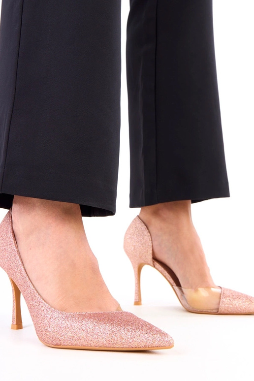 Šampano spalvos blizgios baletkos su...