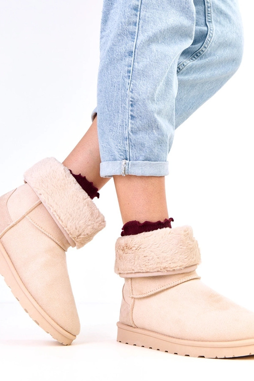 Smėlio spalvos sniegbačiai su kailiu...