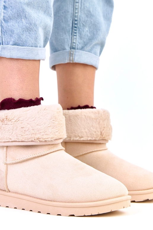 Smėlio spalvos sniegbačiai su kailiu...