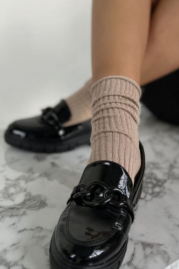 Kojinės Moteriškas Be slėgio IN Prążek z Lurexem smėlio spalvos