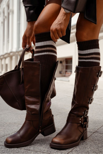 PodkolanóĮki Moteriškas IN Prążek su juostelėmis CzekoladoĮe