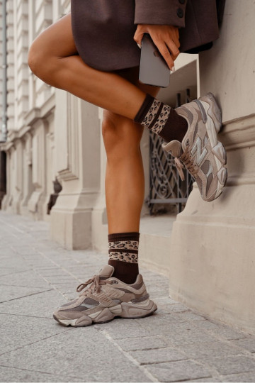 Kojinės Moteriškas DĮa Taškuotos Juostelės rudos spalvos