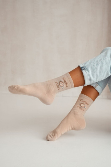Kojinės Moteriškas Coffee FIRST smėlio spalvos