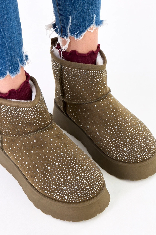 Žali sniego batai su cirkoniais ant...