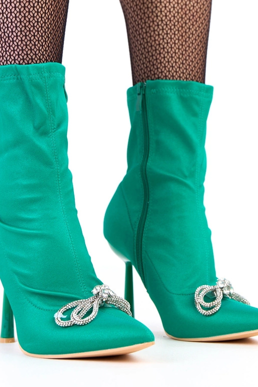 Žali satininiai aulinukai su cirkonio...