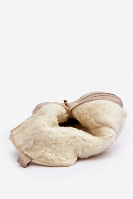 Moteriškas Oda ilgaauliai batai Su Vilna smėlio spalvos Bayla