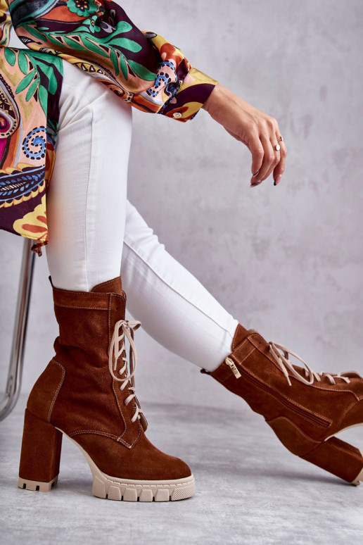 Moteriškas Zomšiniai batai su platforma rudos spalvos Edna