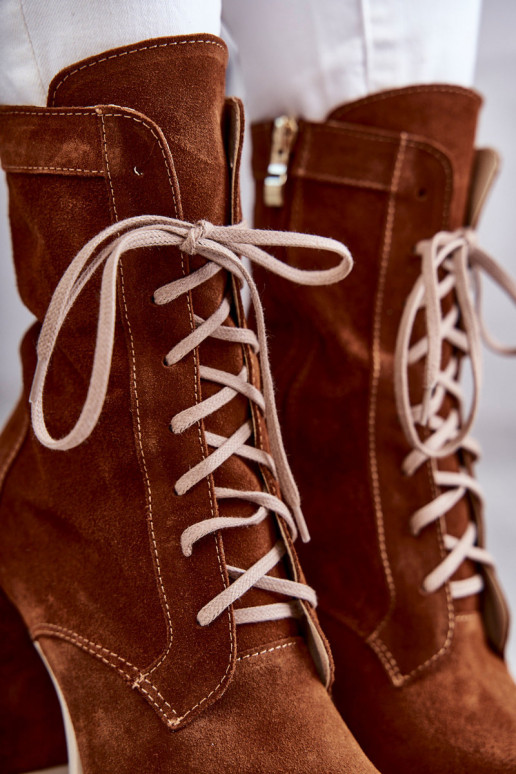 Moteriškas Zomšiniai batai su platforma rudos spalvos Edna