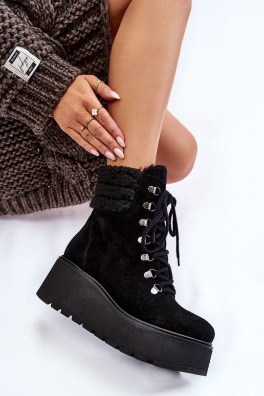 Moteriškas Zomšiniai batai Ant platformos juodos spalvos Lemar Meniko