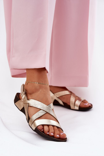 lygiapadžiai Moteriškos basutės Moteriškas Zazoo 40032 aukso spalvos 2