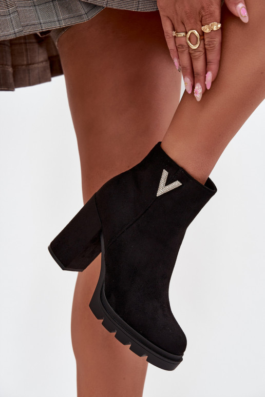 Moteriški aulinukai pašiltinti su kulniukais Su puošniais Detalem juodos spalvos Briella