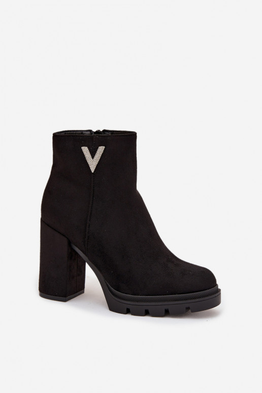 Moteriški aulinukai pašiltinti su kulniukais Su puošniais Detalem juodos spalvos Briella