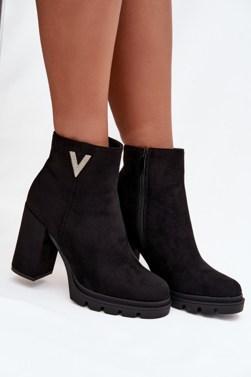 Moteriški aulinukai pašiltinti su kulniukais Su puošniais Detalem juodos spalvos Briella