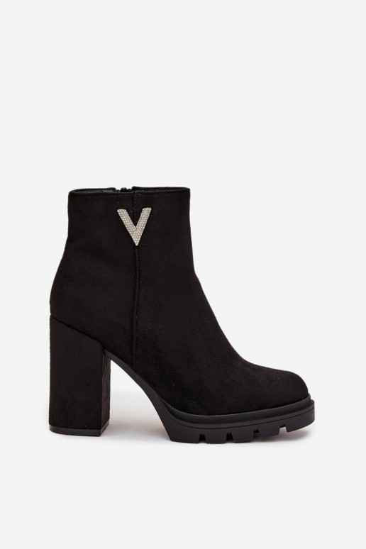 Moteriški aulinukai pašiltinti su kulniukais Su puošniais Detalem juodos spalvos Briella